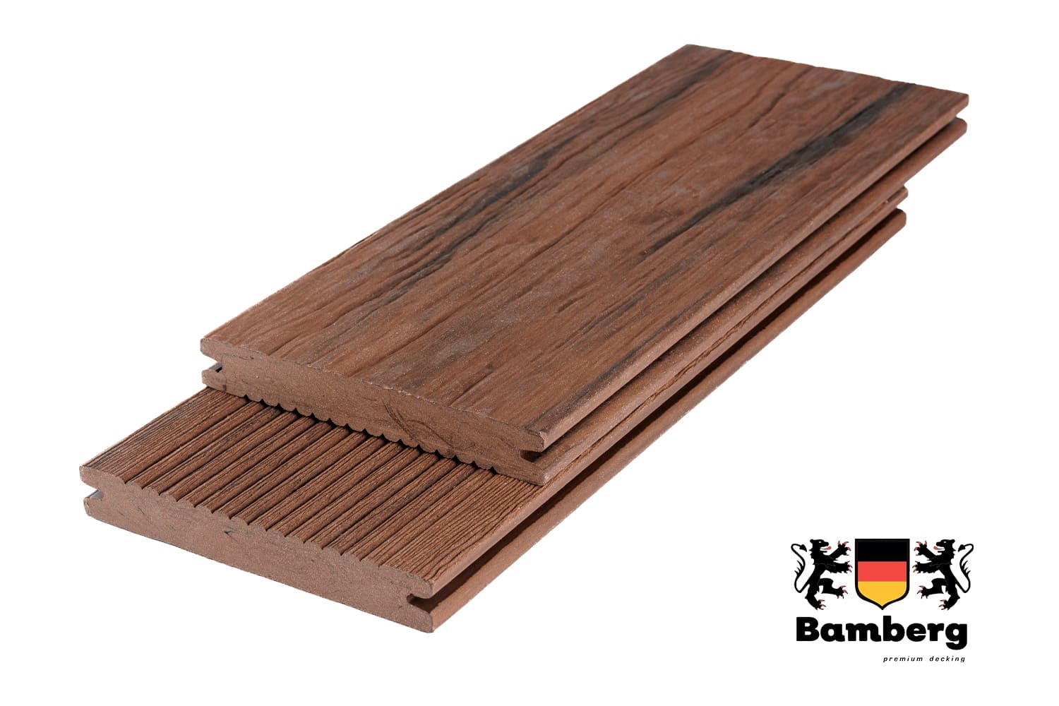 Террасная доска ДПК Bamberg Solid Fossiled, African Bubinga — Black Deck